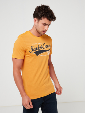 Tee-shirt JACK AND JONES LOGO TEE 5 Jaune moutarde