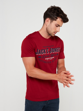 Tee-shirt JACK AND JONES LOGO TEE 5 Rouge