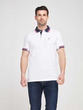 Polo TOMMY JEANS RIB JAQUARD Blanc