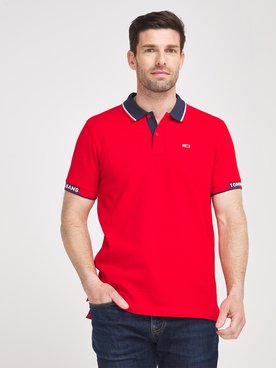 Polo TOMMY JEANS RIB JAQUARD Rouge