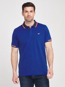 Polo TOMMY JEANS RIB JAQUARD Bleu