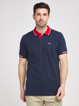 Polo TOMMY JEANS RIB JAQUARD Bleu marine