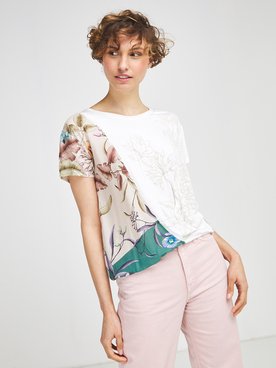 Tee-shirt DESIGUAL 21SWTK76 Ecru