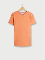 TOMMY JEANS Tee-shirt Uni, Col Rond Roulott Orange