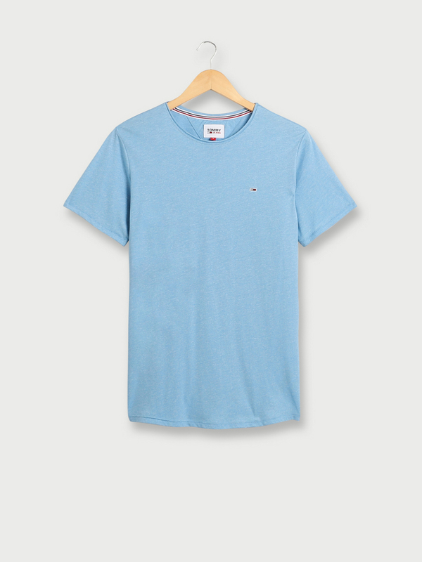 TOMMY JEANS Tee-shirt Uni, Col Rond Roulott Bleu 1000716