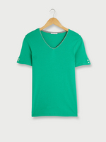 DIANE LAURY Tee-shirt Uni, Encolure V, Coupe Cintre Vert