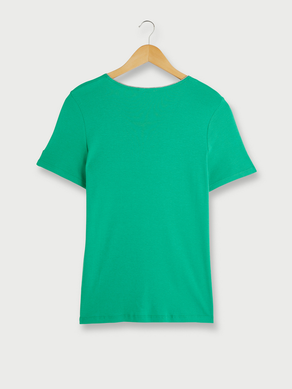 DIANE LAURY Tee-shirt Uni, Encolure V, Coupe Cintre Vert Photo principale