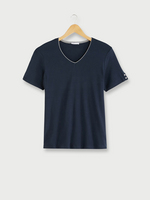 DIANE LAURY Tee-shirt Uni, Encolure V, Coupe Cintre Bleu marine