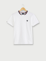 IZAC Tee-shirt En Jersey De Coton Stretch, Double Col, Coupe Regular Blanc