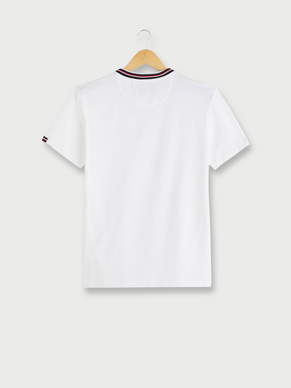 IZAC Tee-shirt En Jersey De Coton Stretch, Double Col, Coupe Regular Blanc Photo principale