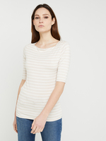 COMMA Tee-shirt Marinire Coupe Cintre, Manches 3/4 Beige