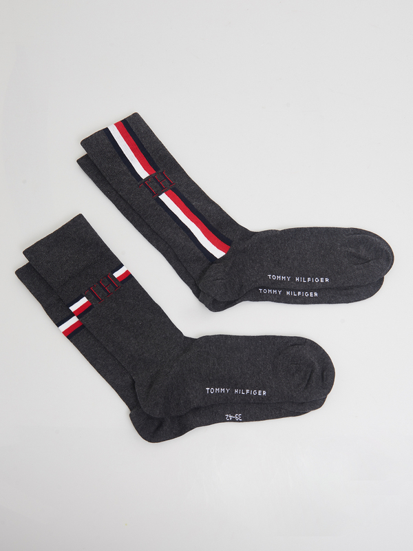 TOMMY HILFIGER 2 Paires Chaussettes Assorties Gris Photo 3