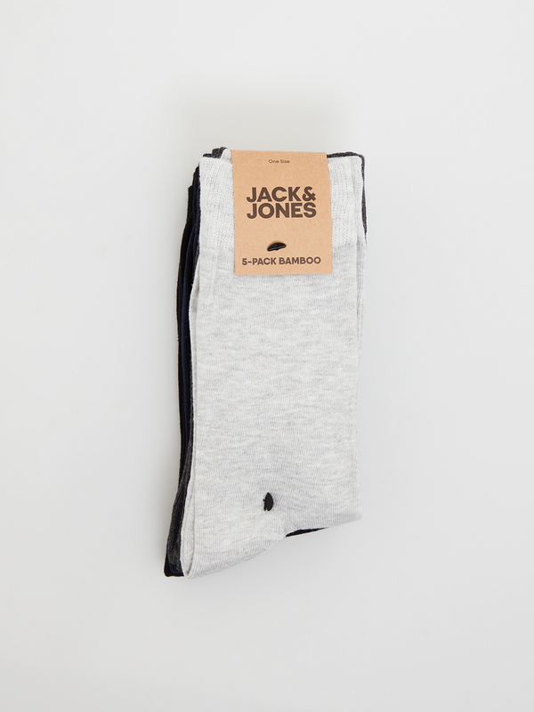 JACK AND JONES 5 Paires De Chaussettes Unies Noir 1000755