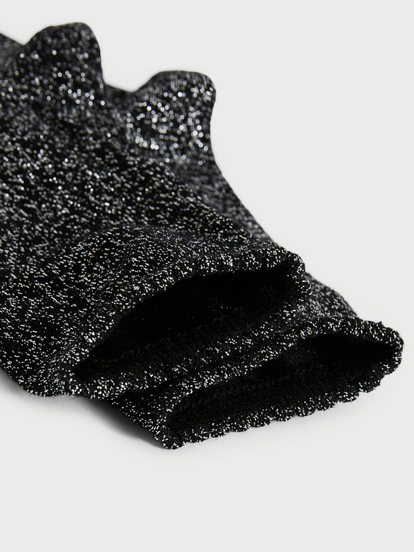 PIECES Socquettes Unies Avec Lurex Noir brillant Photo principale