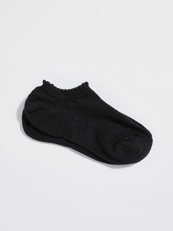 PIECES Socquettes Invisibles Avec Lurex Noir brillant Photo principale