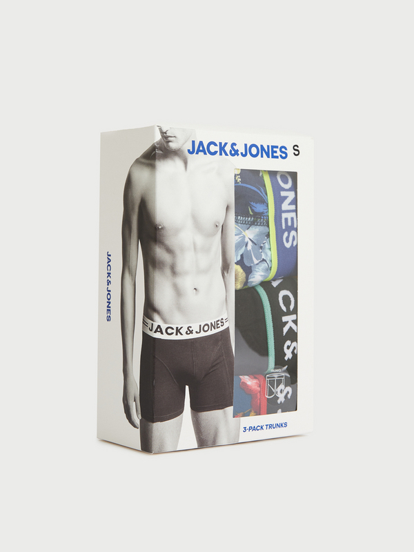JACK AND JONES Lot De 3 Boxers, 2 Fleuris + 1 Uni Noir 1000960
