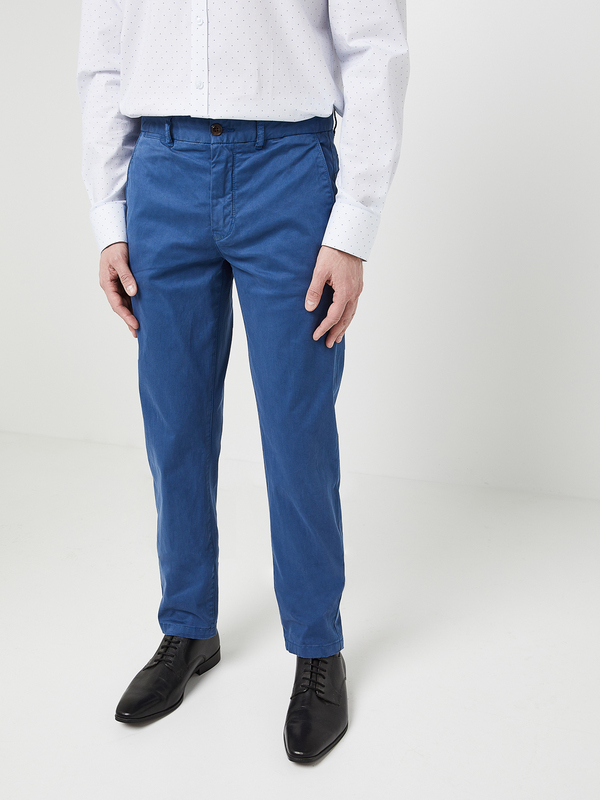 CAMBRIDGE LEGEND Pantalon Slack Uni Stretch, Coupe Ajustée Bleu