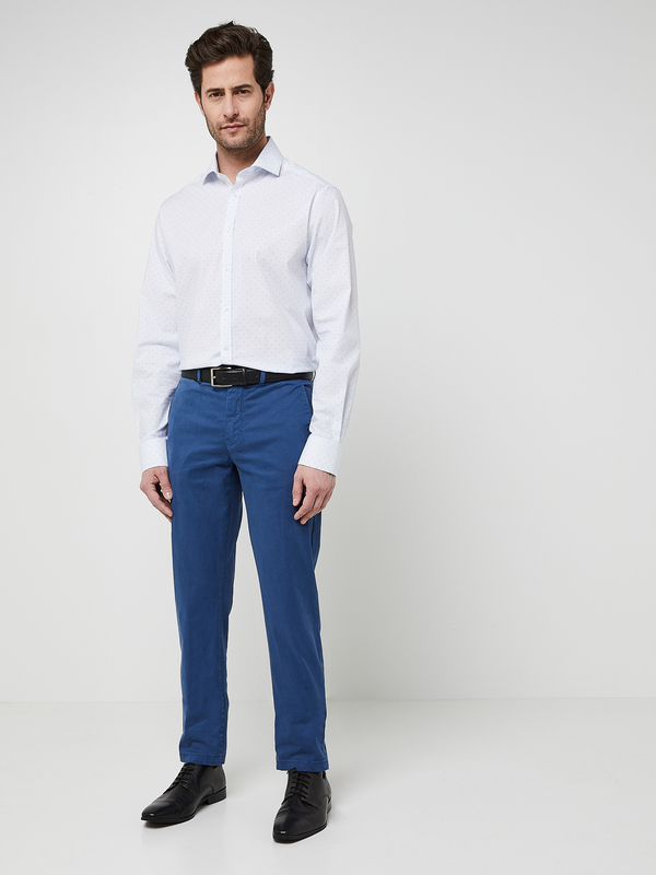 CAMBRIDGE LEGEND Pantalon Slack Uni Stretch, Coupe Ajuste Bleu Photo principale