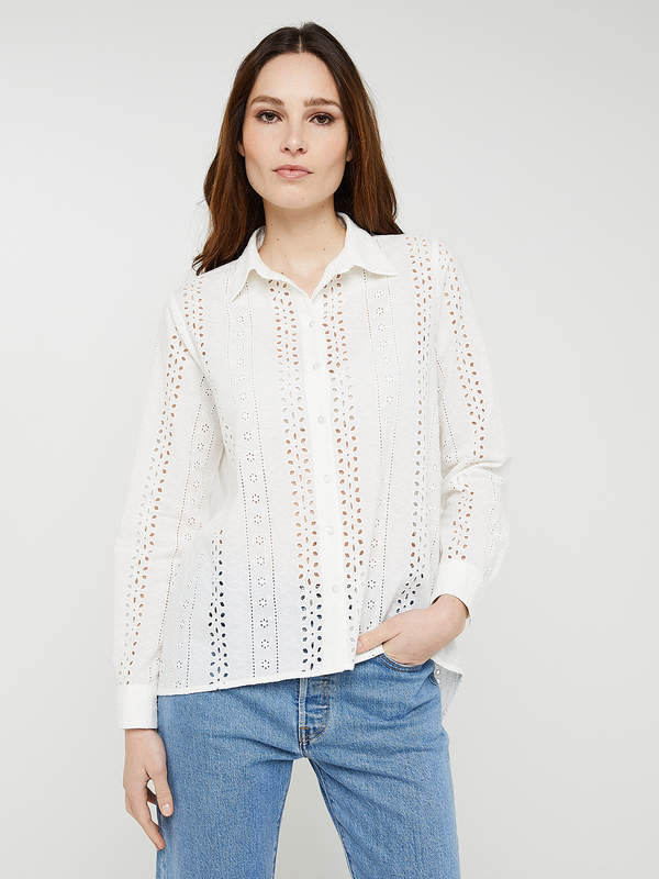 ONLY Chemise Oversized Broderie Anglaise Blanc