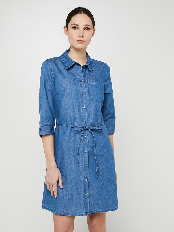 ONLY Robe Chemise Aspect Denim Bleu