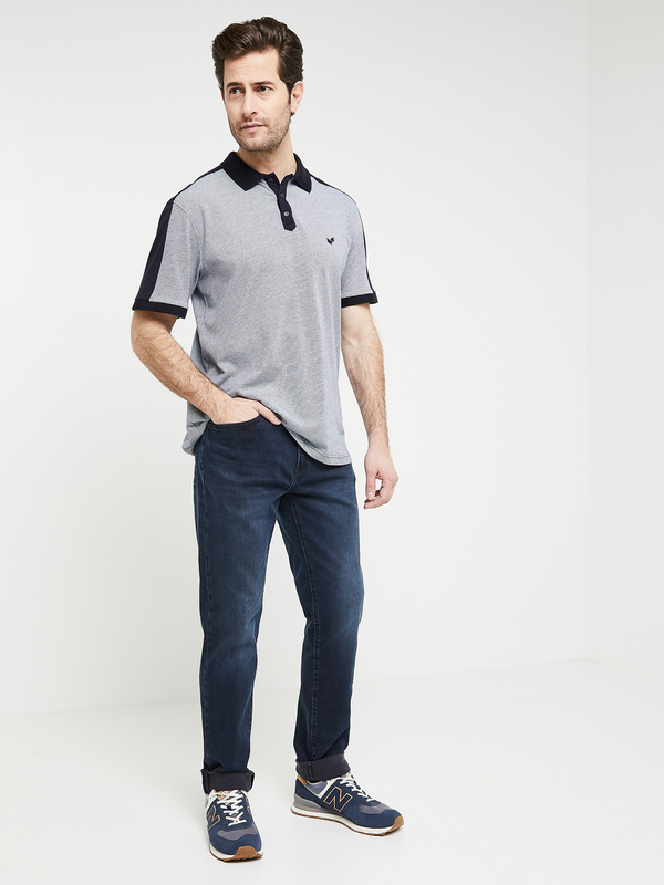 KAPORAL Polo Jersey 100% Coton Dtails Contrasts Bleu Photo principale