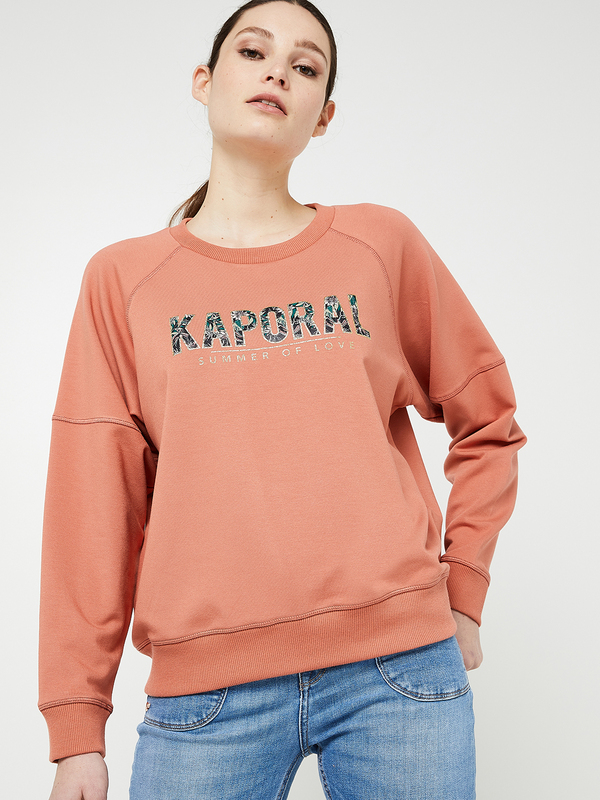 KAPORAL Sweat-shirt En Molleton, Col Rond, Logo Signature Fleuri Orange Photo principale