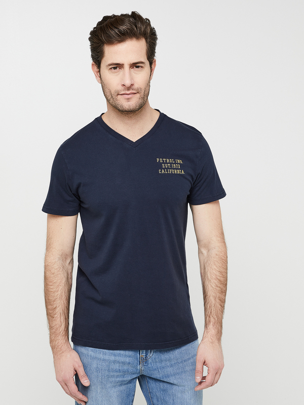 PETROL INDUSTRIES Tee-shirt Uni 100% Coton Bleu marine