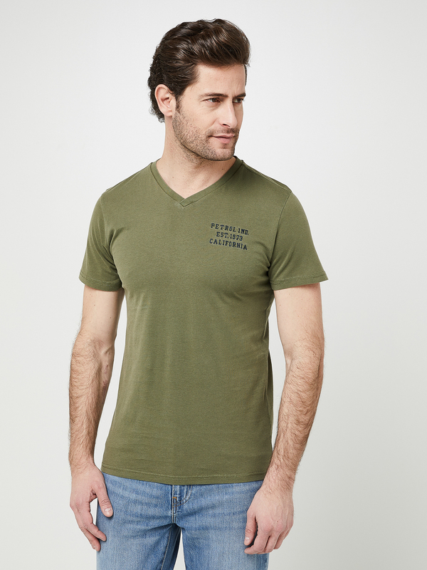 PETROL INDUSTRIES Tee-shirt Uni 100% Coton Vert kaki
