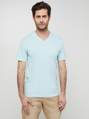 KAPORAL Tee-shirt Signature En Coton Bio, Encolure V Bleu turquoise