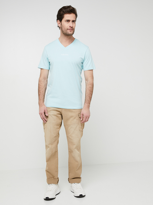 KAPORAL Tee-shirt Signature En Coton Bio, Encolure V Bleu turquoise Photo principale