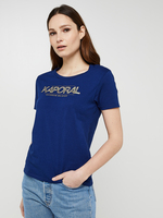 KAPORAL Tee-shirt Col Rond En Coton Bio,  Logo Signature  Motif, Contour Paillet Bleu marine