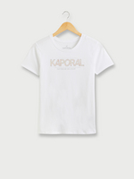 KAPORAL Tee-shirt Col Rond En Coton Bio,  Logo Signature  Motif, Contour Paillet Blanc