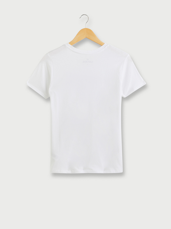KAPORAL Tee-shirt Col Rond En Coton Bio,  Logo Signature  Motif, Contour Paillet Blanc Photo principale