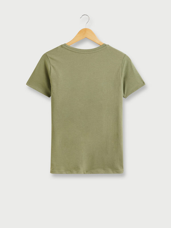 KAPORAL Tee-shirt Col Rond En Coton Bio,  Logo Signature  Motif, Contour Paillet Vert Photo principale