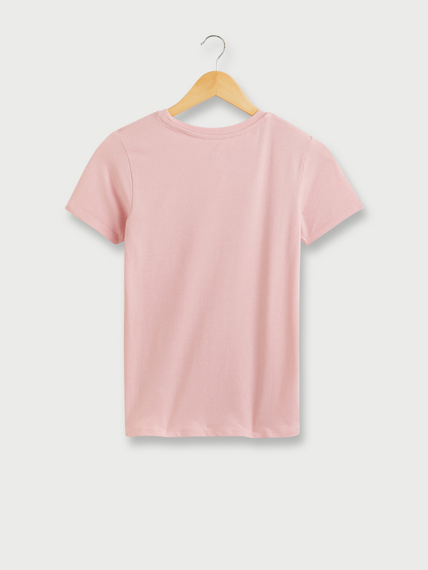 KAPORAL Tee-shirt Col Rond En Coton Bio,  Logo Signature  Motif, Contour Paillet Rose clair Photo principale