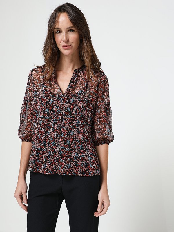 IKKS Blouse En Voile Imprim Noir Photo principale