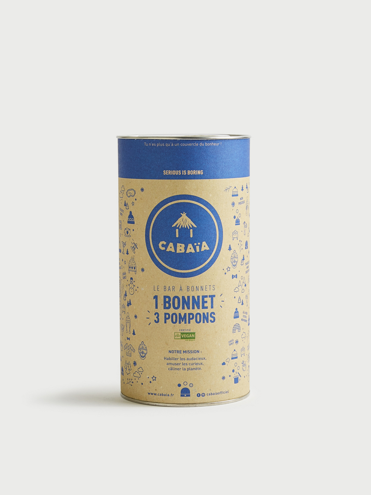 Bonnet 3 Pompons CREAMY GIN Navy Moutarde – CABAIA – La Boutik