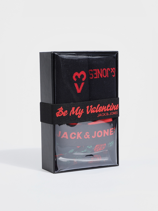 JACK AND JONES Coffret Boxer Et Chaussettes Saint Valentin Noir 1002327