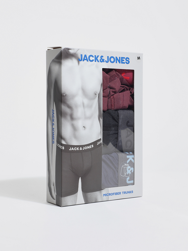 JACK AND JONES 3 Boxers Assortis En Microfibre Noir