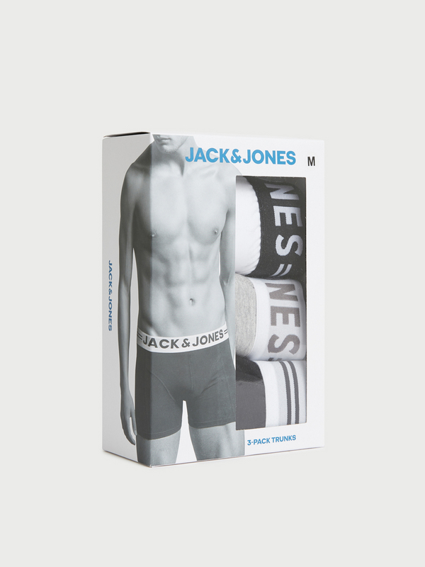 JACK AND JONES 3 Boxers Unis Gris 1002335