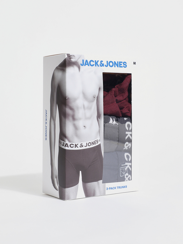 JACK AND JONES 3 Boxers Assortis Rouge bordeaux