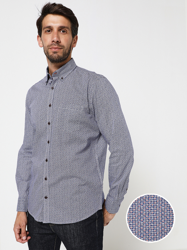 BASEFIELD Chemise Manches Longues, Casual Fit Rouge bordeaux