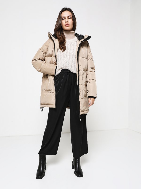 VERO MODADoudoune Longue  CapucheBeige