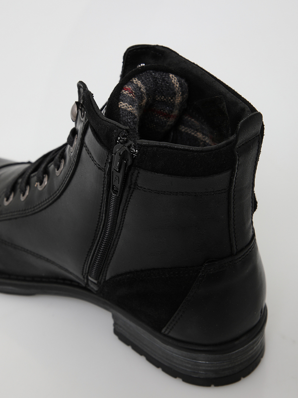 REDSKINS Chaussure Montante En Cuir  Lacet + Zip Noir Photo principale