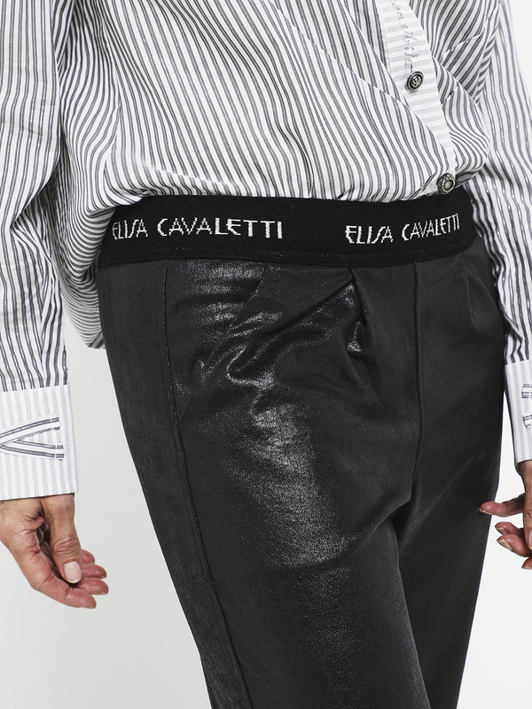 ELISA CAVALETTI Legging Coupe Carotte En Tissu Enduit Noir Photo principale
