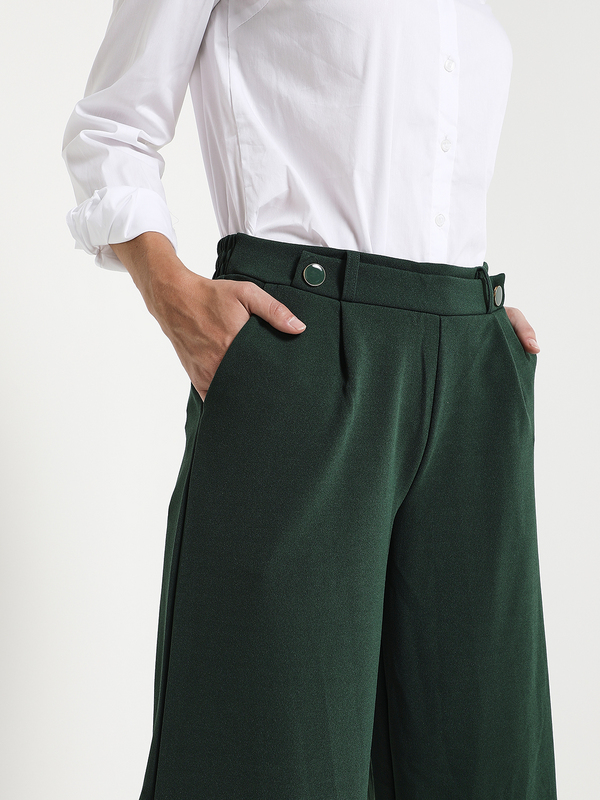 VILA Pantalon Large En Jersey Crpe Vert Photo principale