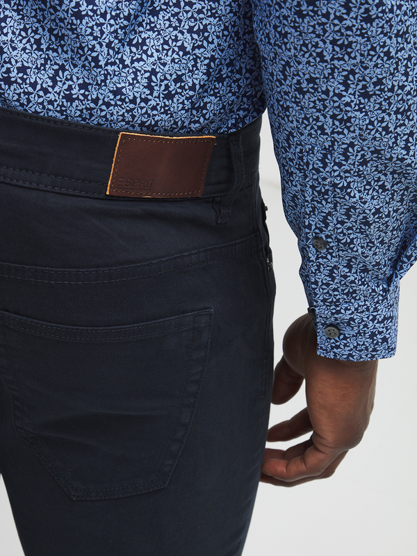 ESPRIT Pantalon 5 Poches En Coton Stretch Bleu fonc Photo principale