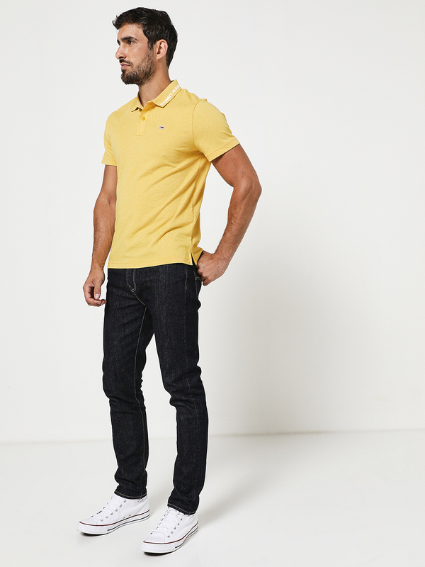 TOMMY JEANS Polo Col Jacquard Jaune moutarde Photo principale
