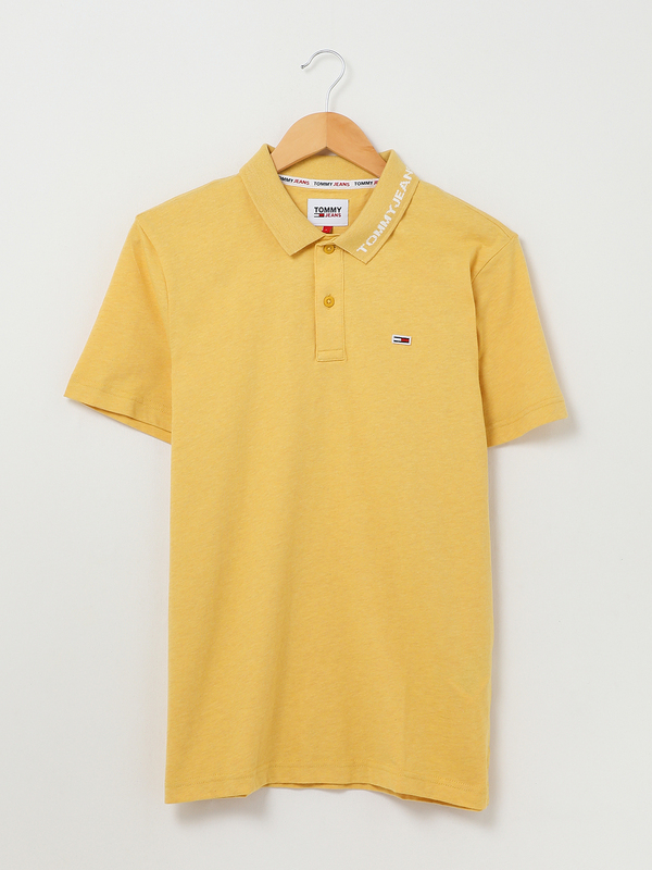 TOMMY JEANS Polo Col Jacquard Jaune moutarde Photo principale