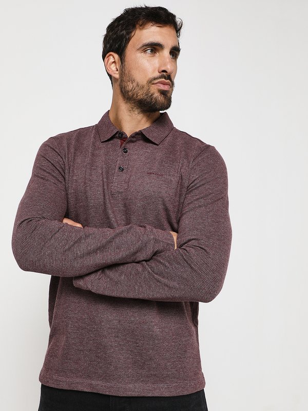 CARDIN Polo Jacquard Duveteux Rouge